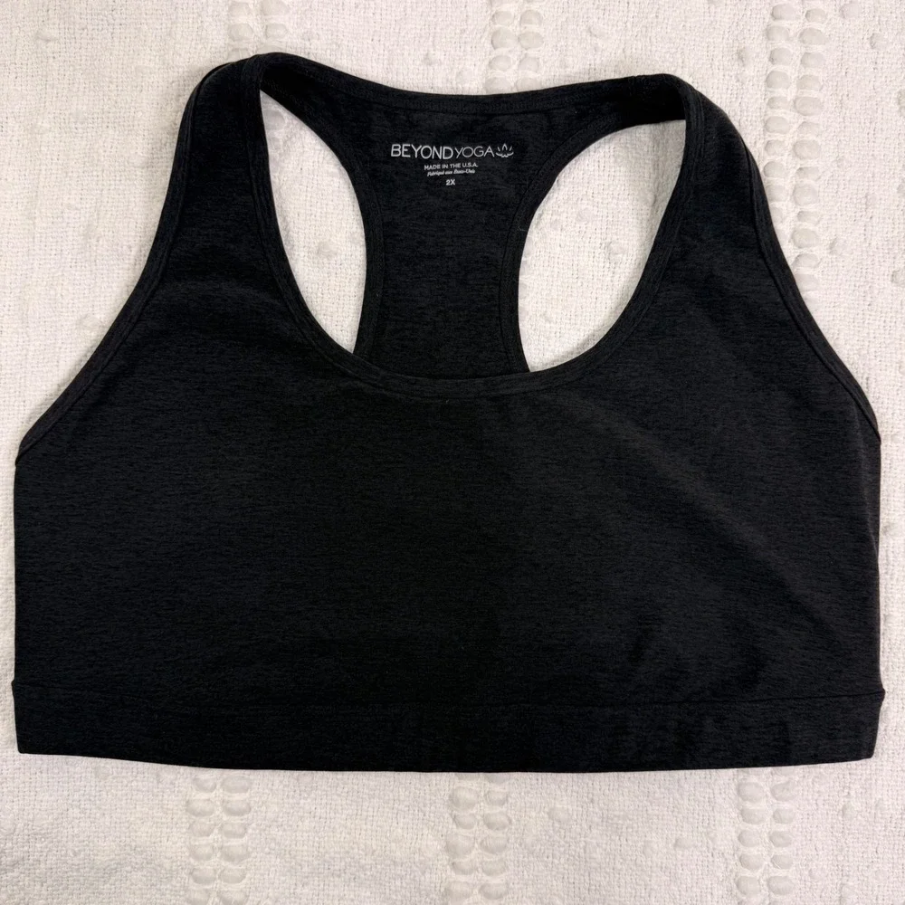 Beyond Yoga Spacedye Racerback Sports Bra‎ Charcoal Heather Gray Plus Size 2X